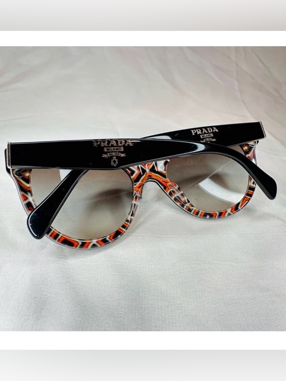 PRADA Black and Orange Patterned Sunglasses
